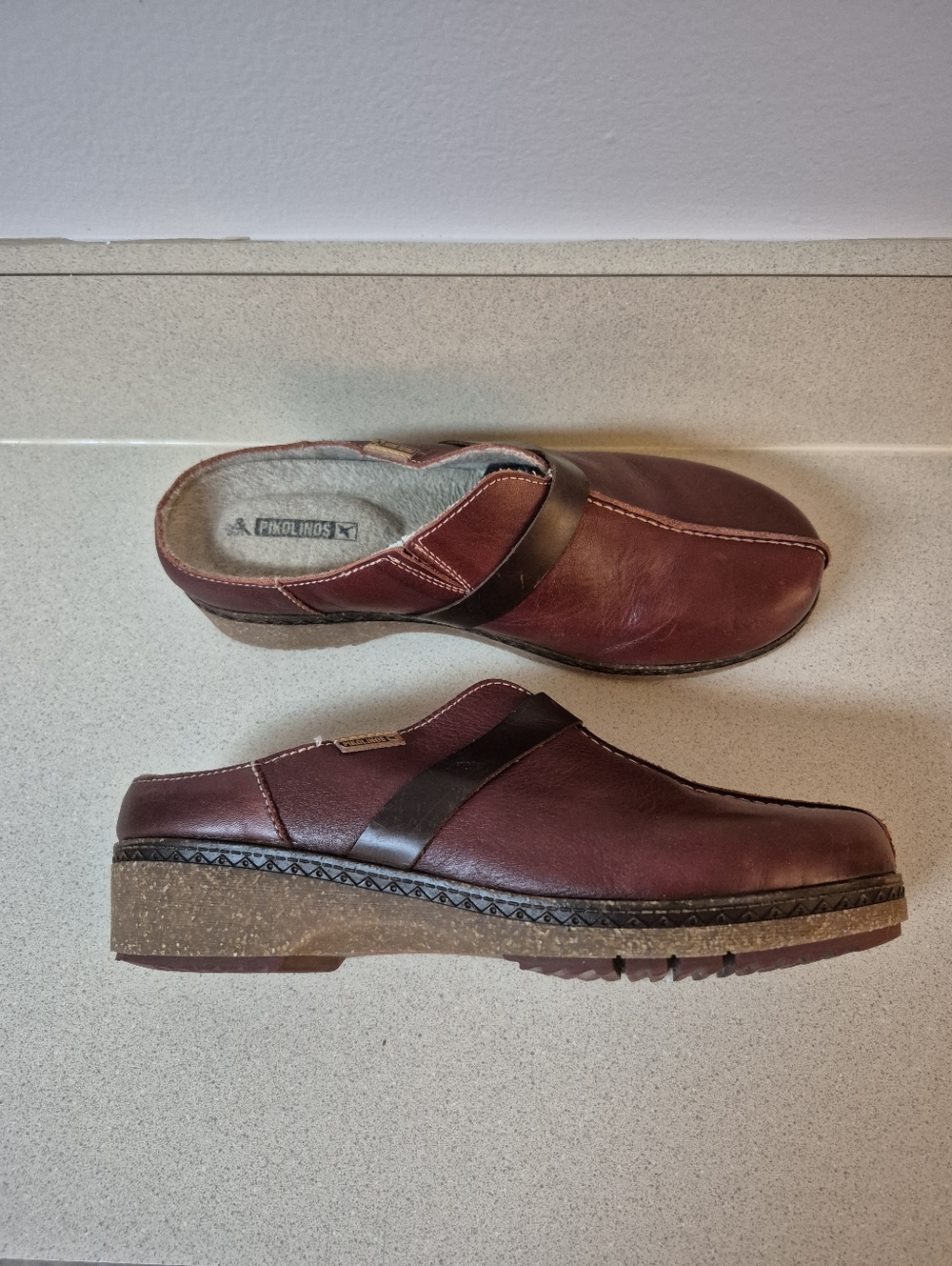Pikolinos Granada Leather Mules Clogs SIZE 40 "Arcilla" Dark Red Maroon - Picture 9 of 10